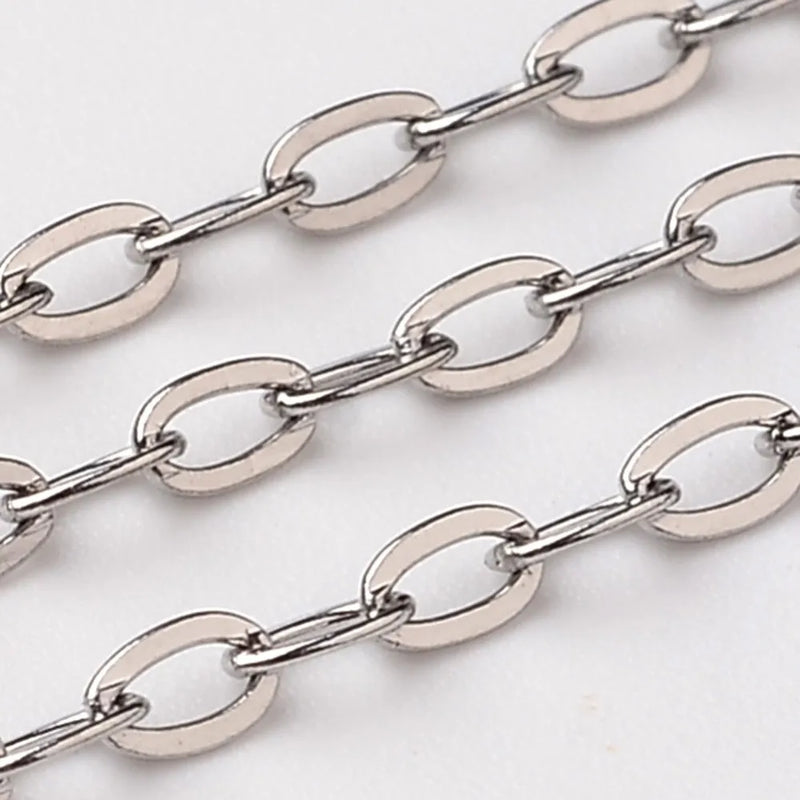 10m Stainless Steel Flat Oval Cable Chains for Jewelry Making DIY Accessories
