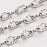 10m Stainless Steel Flat Oval Cable Chains for Jewelry Making DIY Accessories