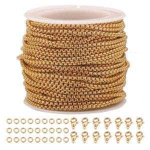 10m Stainless Steel Box Chains Set for DIY Jewelry Making