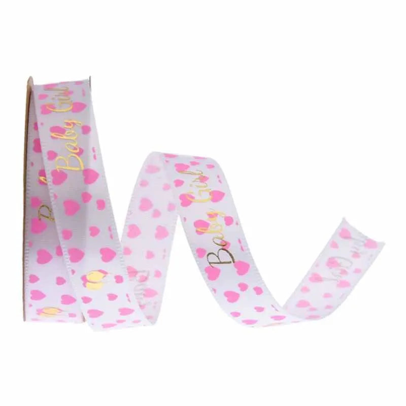 5m Baby Stroller Crown Ribbon, Baptism Printing Pink/Blue Ribbon