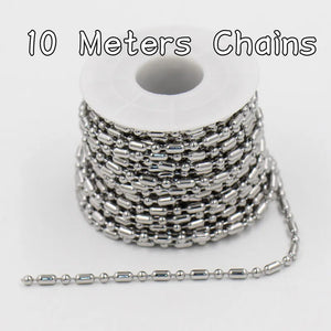 10m Stainless Steel Bead Link Chains DIY Necklace Accessories