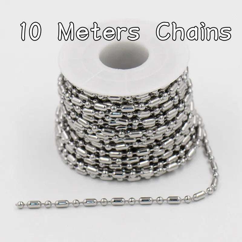 10m Stainless Steel Bead Link Chains DIY Necklace Accessories