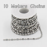 10m Stainless Steel Bead Link Chains DIY Necklace Accessories