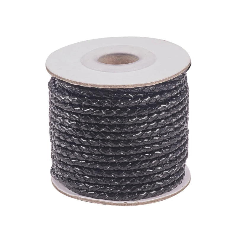 3mm Round Braided Cowhide Cord for DIY Jewelry Making