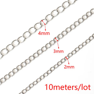 10m Stainless Steel Chain 1.8mm-4.2mm Silver Link Chains for DIY Jewelry