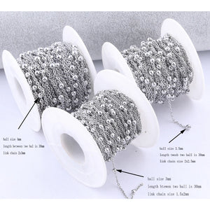 10m Stainless Steel Ball Beaded Chain for DIY Jewelry Making