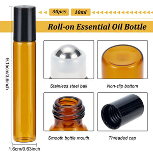 10ml Essential Oil Roller Glass Bottle Amber Refillable Storage