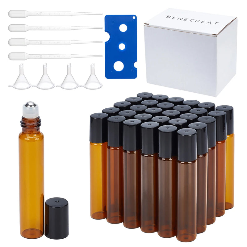 10ml Essential Oil Roller Glass Bottle Amber Refillable Storage