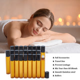 10ml Essential Oil Roller Glass Bottle Amber Refillable Storage