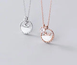 10mm Sterling Silver Dolphin Shell Circle CZ Necklace Pendant
