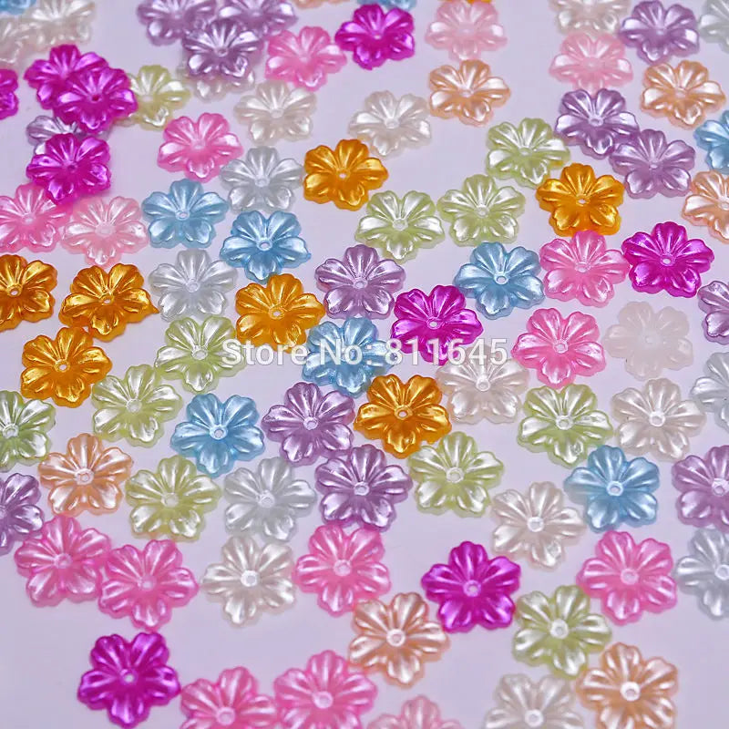 Mixed Flower Shape Pearls Beads For Nail Art Phone Wedding Decoration