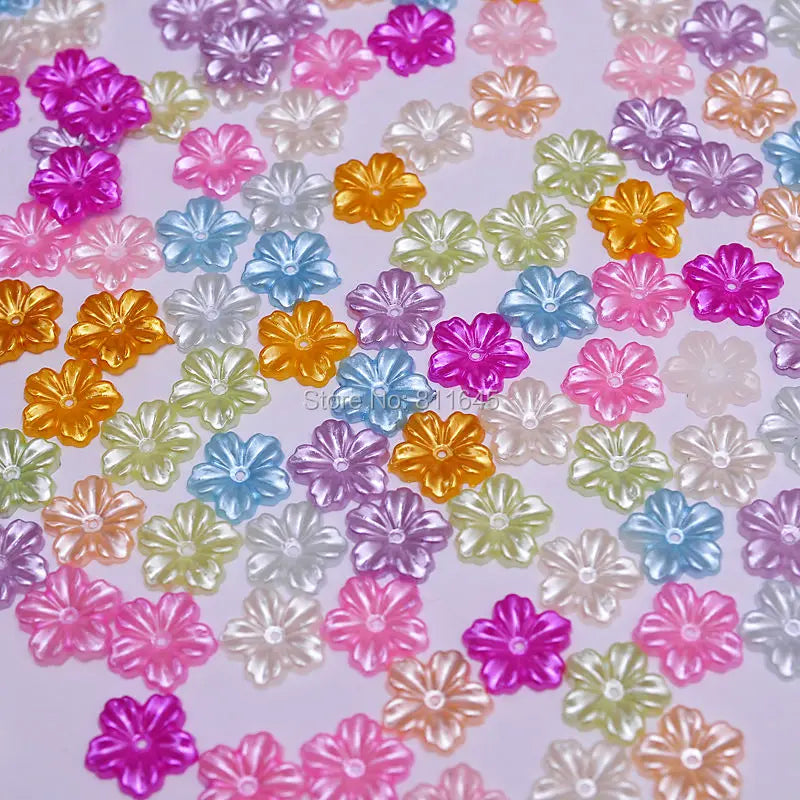Mixed Flower Shape Pearls Beads For Nail Art Phone Wedding Decoration