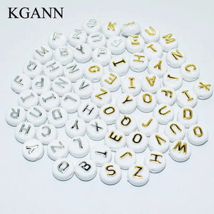 10mm 100pcs Random Flat Round Alphabet Acrylic Loose Beads for DIY