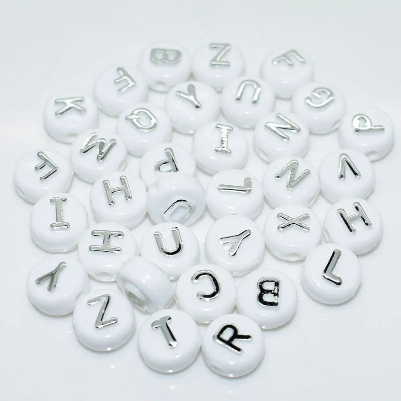 10mm 100pcs Random Flat Round Alphabet Acrylic Loose Beads for DIY