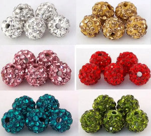 10mm 100pcs Mixed Micro Pave CZ Disco Ball Beads Crystal Bead Spacer