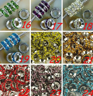 10mm 100pcs/lot Mixed Crystal Rondelle Spacer Beads Silver Plated European Bead