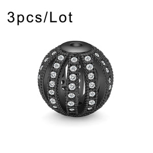 10mm 11mm Copper Beads Micro Pave Zircon European Charms