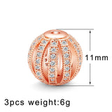 10mm 11mm Copper Beads Micro Pave Zircon European Charms