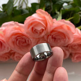 10mm 12mm Wide Tungsten Wedding Ring Men Brushed Finish Flat Shape