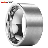 10mm 12mm Wide Tungsten Wedding Ring Men Brushed Finish Flat Shape