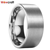 10mm 12mm Wide Tungsten Wedding Ring Men Brushed Finish Flat Shape