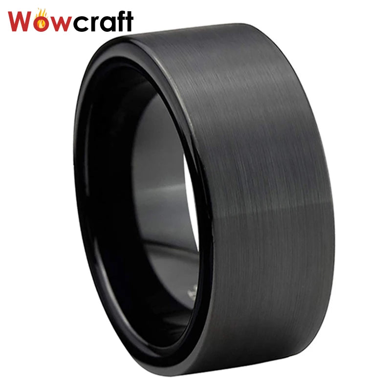 10mm 12mm Tungsten Carbide Wedding Band for Men Brushed Finish