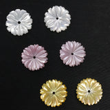10mm 12mm Carved Shell Flower Charms Center Drilled Shell Stone Focal Beads