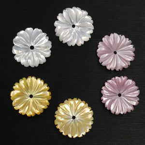 10mm 12mm Carved Shell Flower Charms Center Drilled Shell Stone Focal Beads