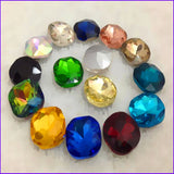 10mm 12mm Square Crystal Glass Stone Pointback