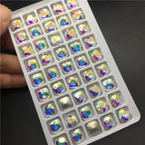 10mm 12mm Square Crystal Glass Stone Pointback
