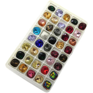 10mm 12mm Square Crystal Glass Stone Pointback