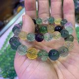 Flower Carved Natural Fluorite Stone Bracelet - Gemstone Jewelry