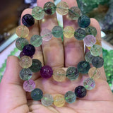 Flower Carved Natural Fluorite Stone Bracelet - Gemstone Jewelry