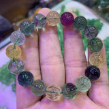 Flower Carved Natural Fluorite Stone Bracelet - Gemstone Jewelry