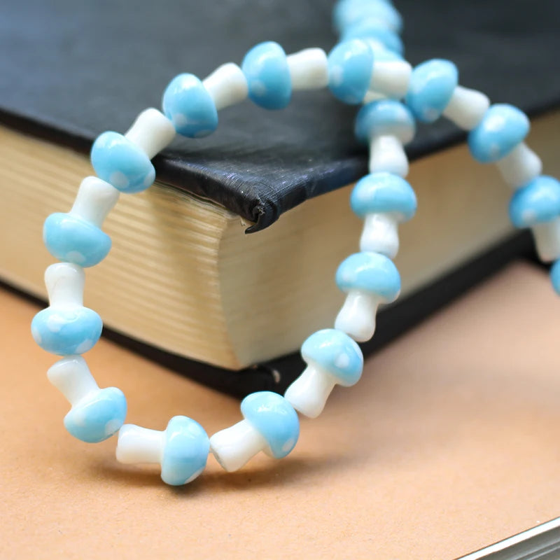 10mm 12mm Mushroom Glass Beads Mix Colors for DIY Jewelry Making