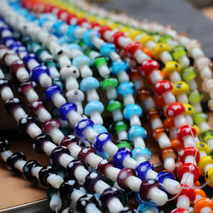 10mm 12mm Mushroom Glass Beads Mix Colors for DIY Jewelry Making