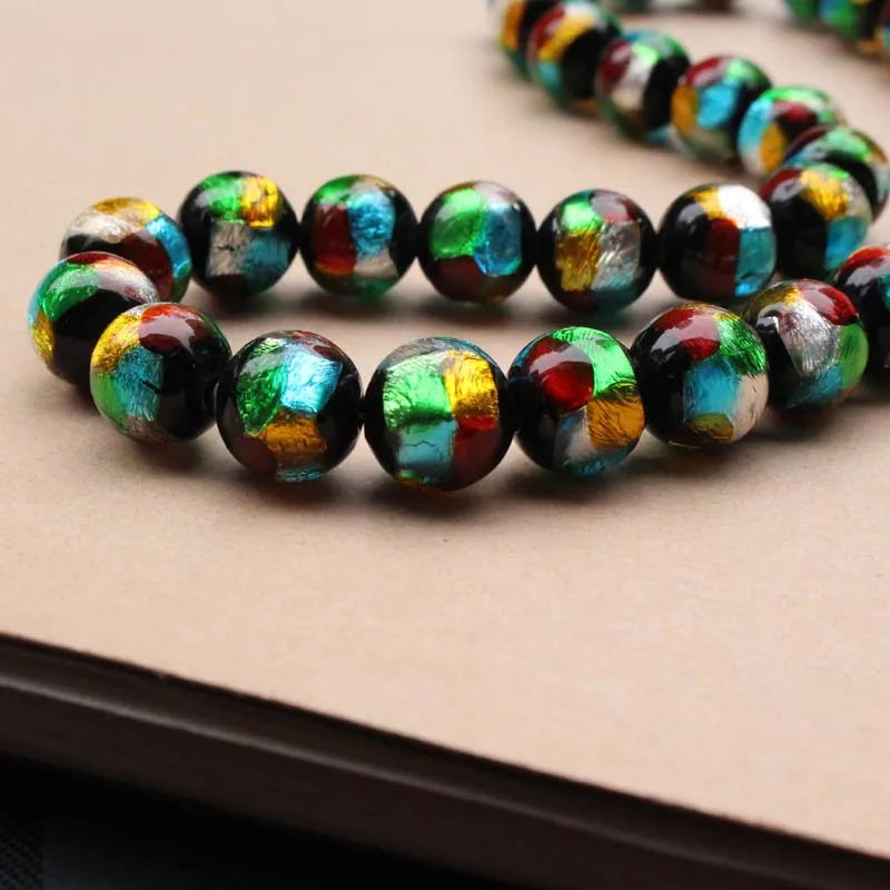 10mm 12mm Lampwork Glass Beads Mix foilRound for Jewelry Bracelet Necklace