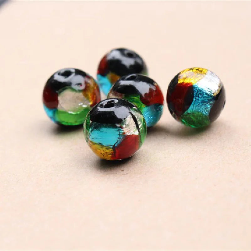 10mm 12mm Lampwork Glass Beads Mix foilRound for Jewelry Bracelet Necklace