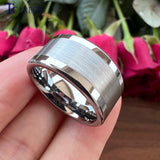 10mm 12mm Tungsten Carbide Wedding Band Center Brush Finish