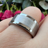 10mm 12mm Tungsten Carbide Wedding Band Center Brush Finish