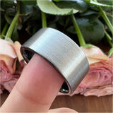 10mm 12mm Tungsten Carbide Ring Wedding Band Brushed Finish