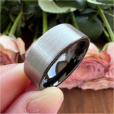10mm 12mm Tungsten Carbide Ring Wedding Band Brushed Finish