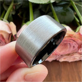 10mm 12mm Tungsten Carbide Ring Wedding Band Brushed Finish