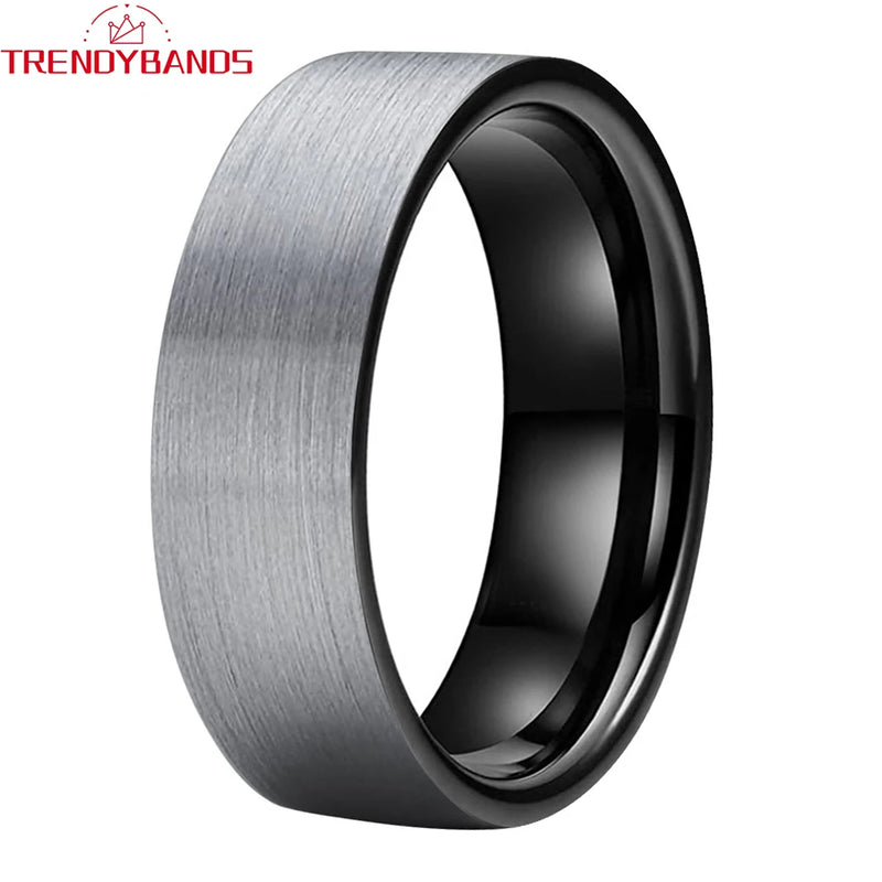 10mm 12mm Tungsten Carbide Ring Wedding Band Brushed Finish