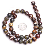 10mm 12mm Brown Sunset Tiger Iron Stone Round Beads 15 Inch Strand DIY