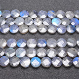 Labradorite Beads 15'' Faceted Coin Gray DIY Loose Beads For Jewelry Making