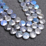 Labradorite Beads 15'' Faceted Coin Gray DIY Loose Beads For Jewelry Making