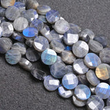 Labradorite Beads 15'' Faceted Coin Gray DIY Loose Beads For Jewelry Making