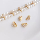 10mm 2-Hole CZ Paved Pearl Spacer Beads 14K Plated DIY Jewelry Making Supply