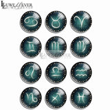12pcs Zodiac Mix Glass Cabochons Jewelry Findings Snap Button Charm Bracelet